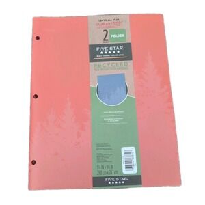 Mead Five Star 2 Pocket Plastic Folder Recycled Polypropylene Salmon Lot of 5